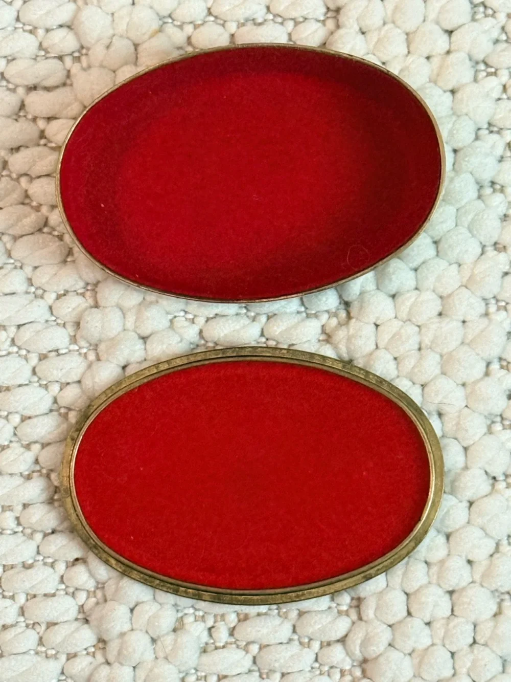 Vintage Oval Red Velvet Trinket box- with inscription “to mom with love”